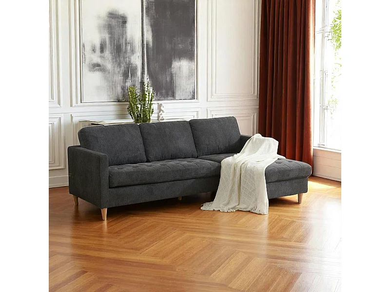 Canapé 3 places gris foncé avec méridienne BERLIN