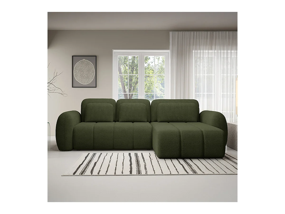 Canapé d'angle réversible et convertible 3 places avec coffre Cesar Vert