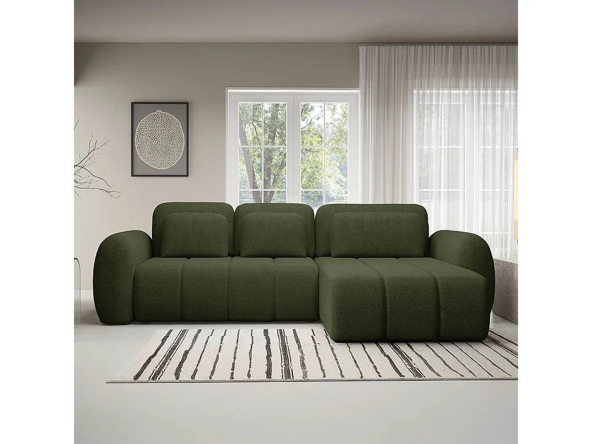 Canapé d'angle réversible et convertible 3 places avec coffre Cesar Vert