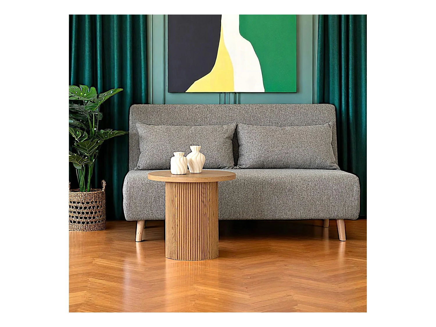 Canapé lit 2 places gris BERLIN