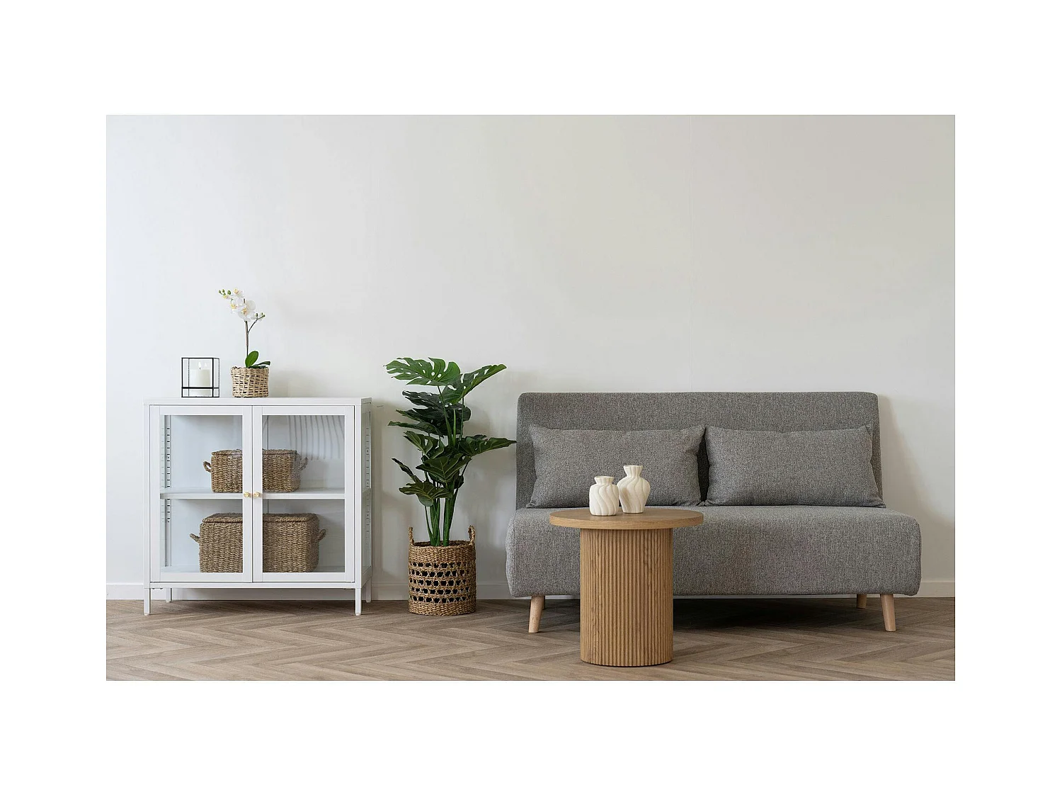 Canapé lit 2 places gris BERLIN