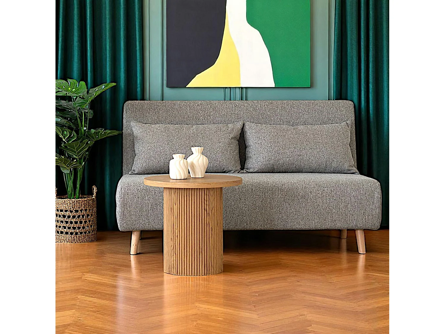 Canapé lit 2 places gris BERLIN