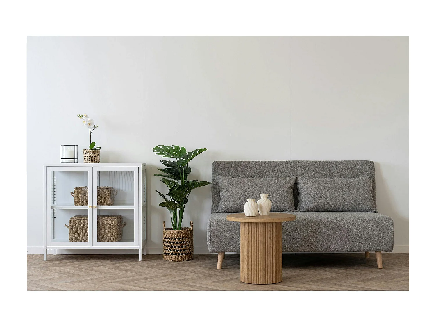 Canapé lit 2 places gris BERLIN