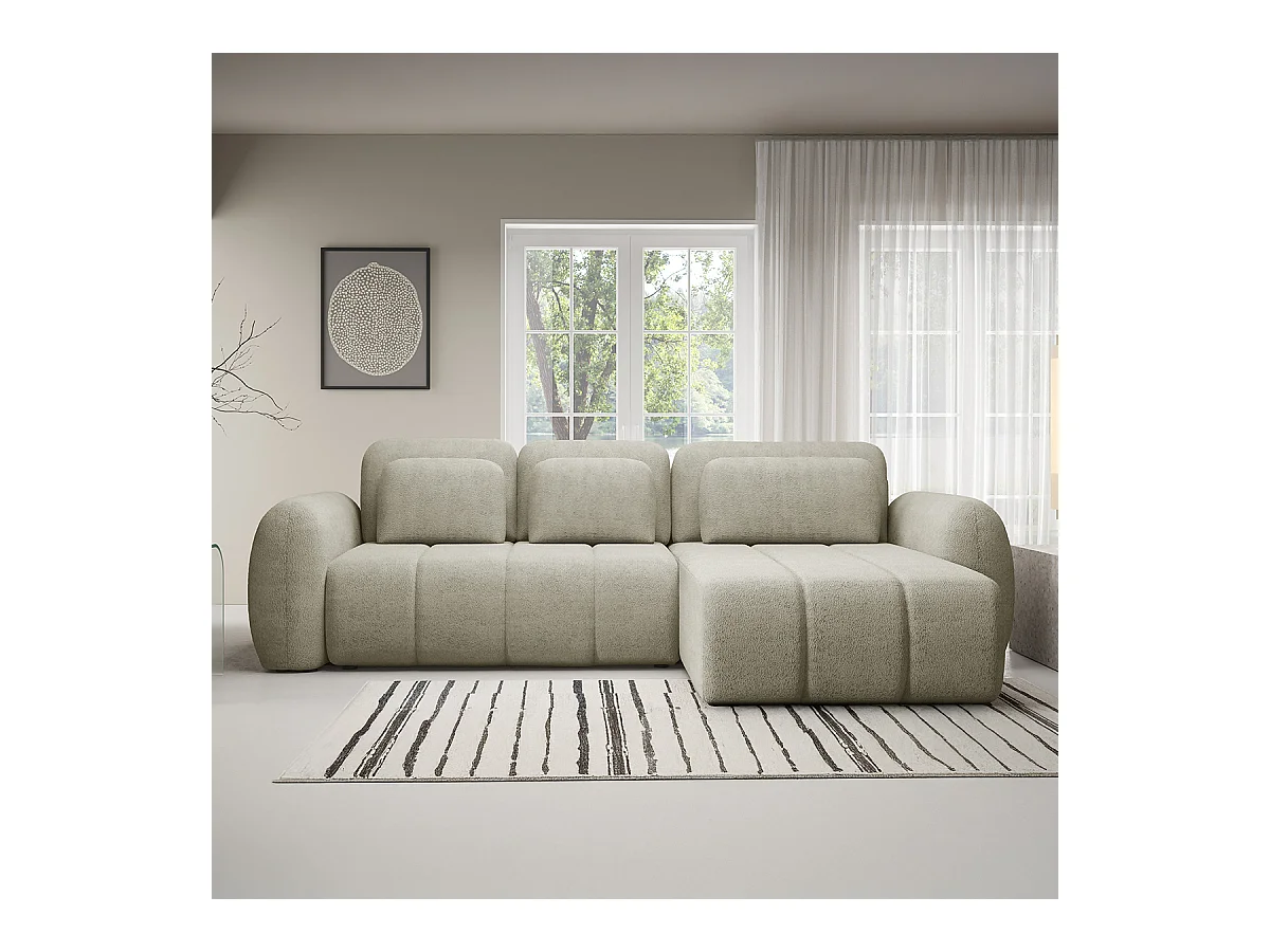 Canapé d'angle réversible et convertible 3 places avec coffre Cesar Taupe