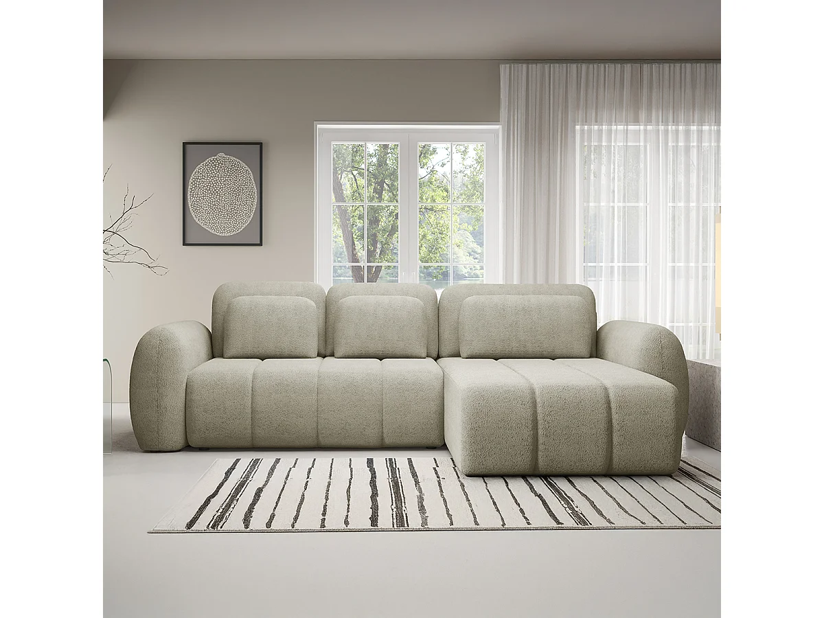 Canapé d'angle réversible et convertible 3 places avec coffre Cesar Taupe