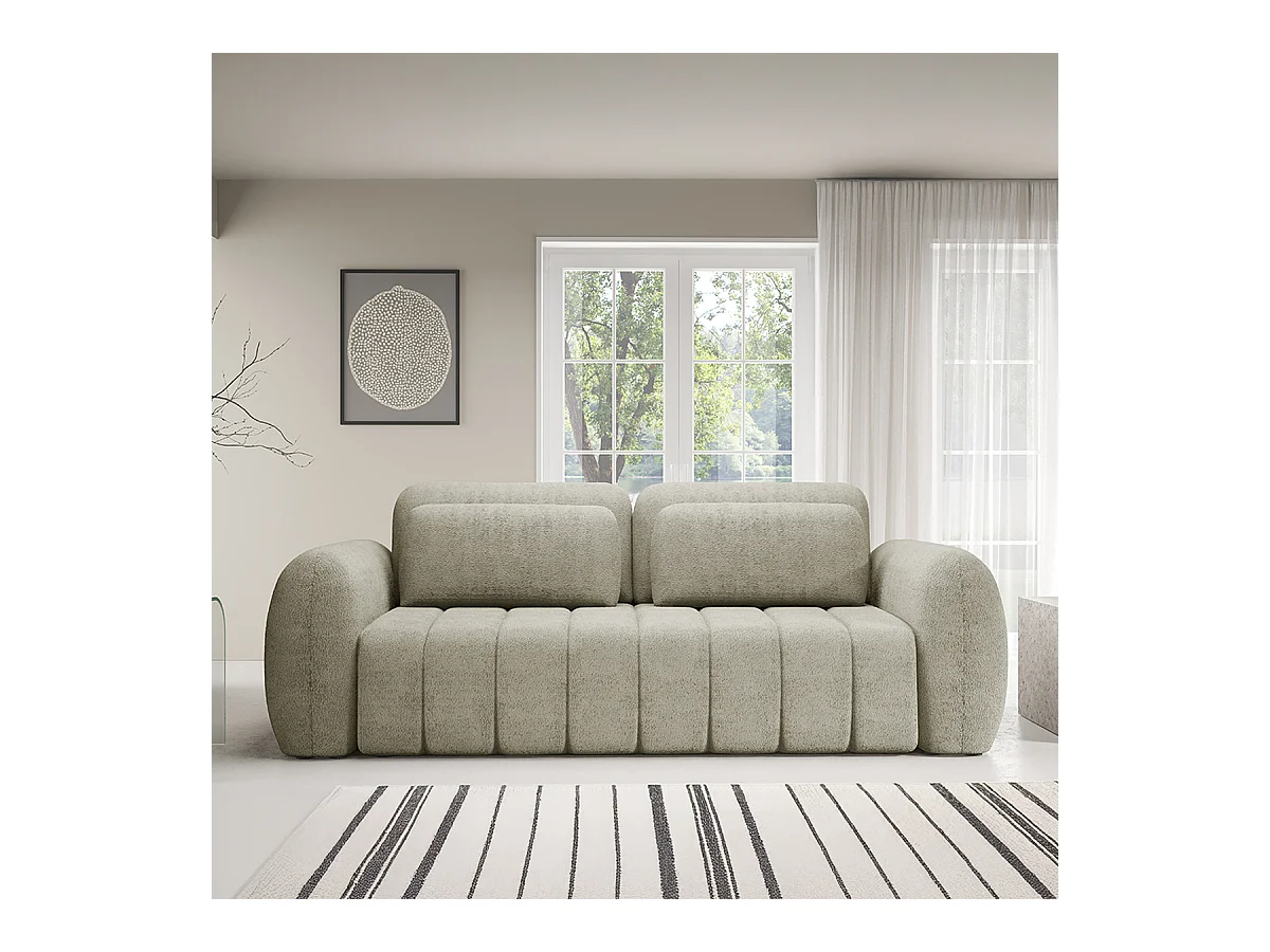 Canapé convertible 3 places avec coffre Cesar Taupe