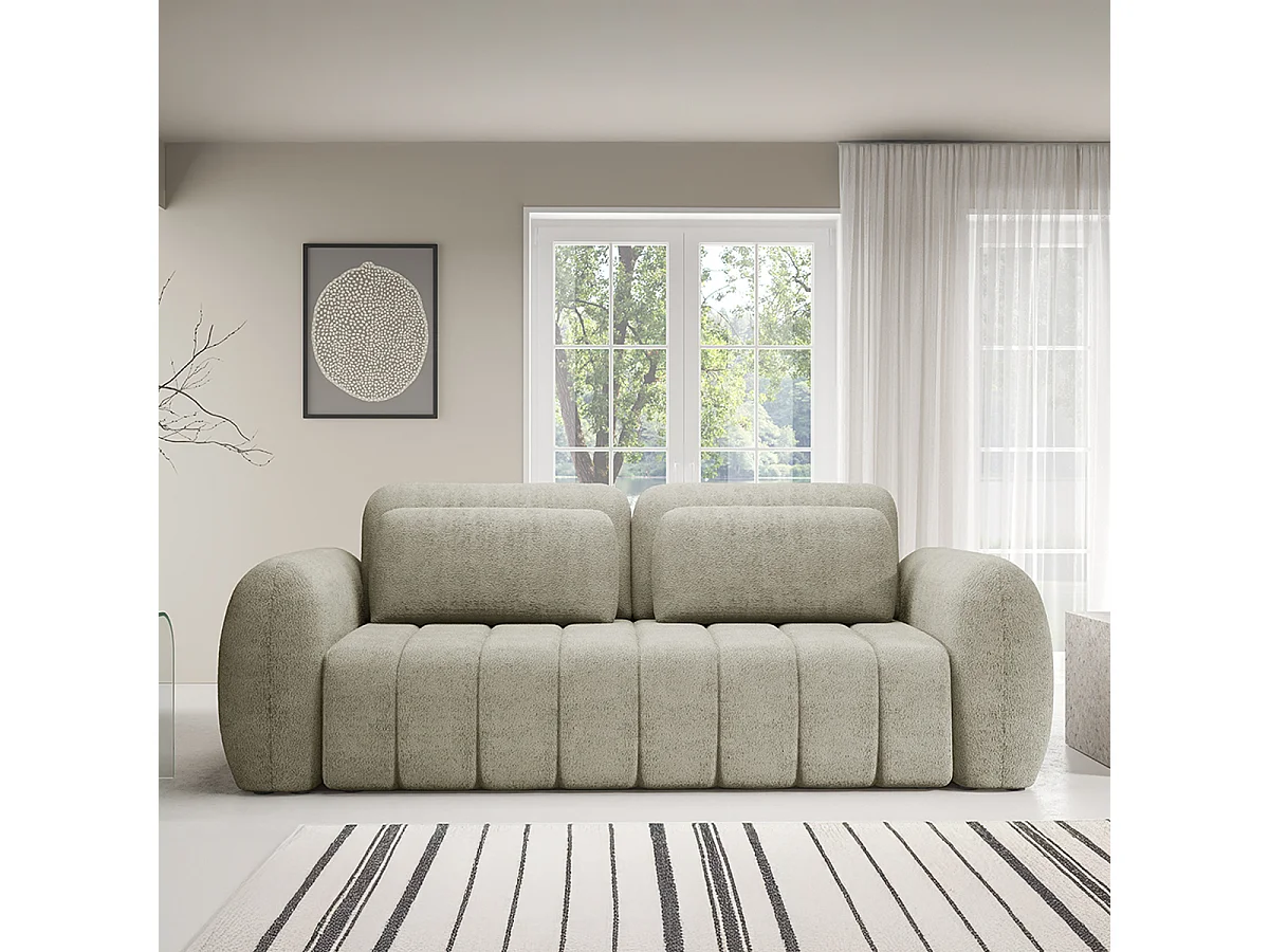 Canapé convertible 3 places avec coffre Cesar Taupe