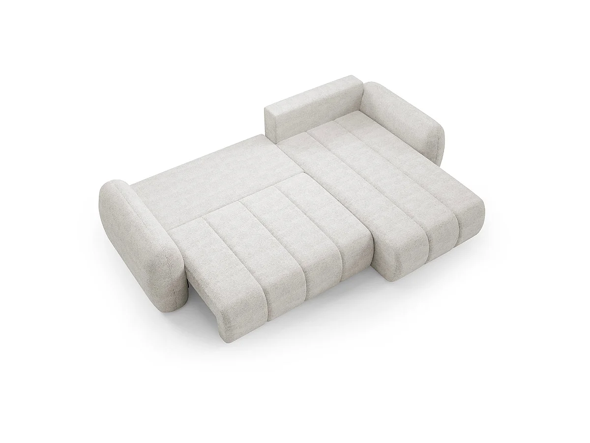 Canapé d'angle convertible 3 places avec coffre en tissu blanc
