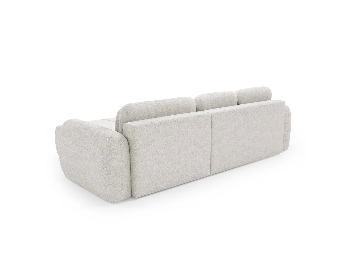 Canapé d'angle convertible 3 places avec coffre en tissu blanc