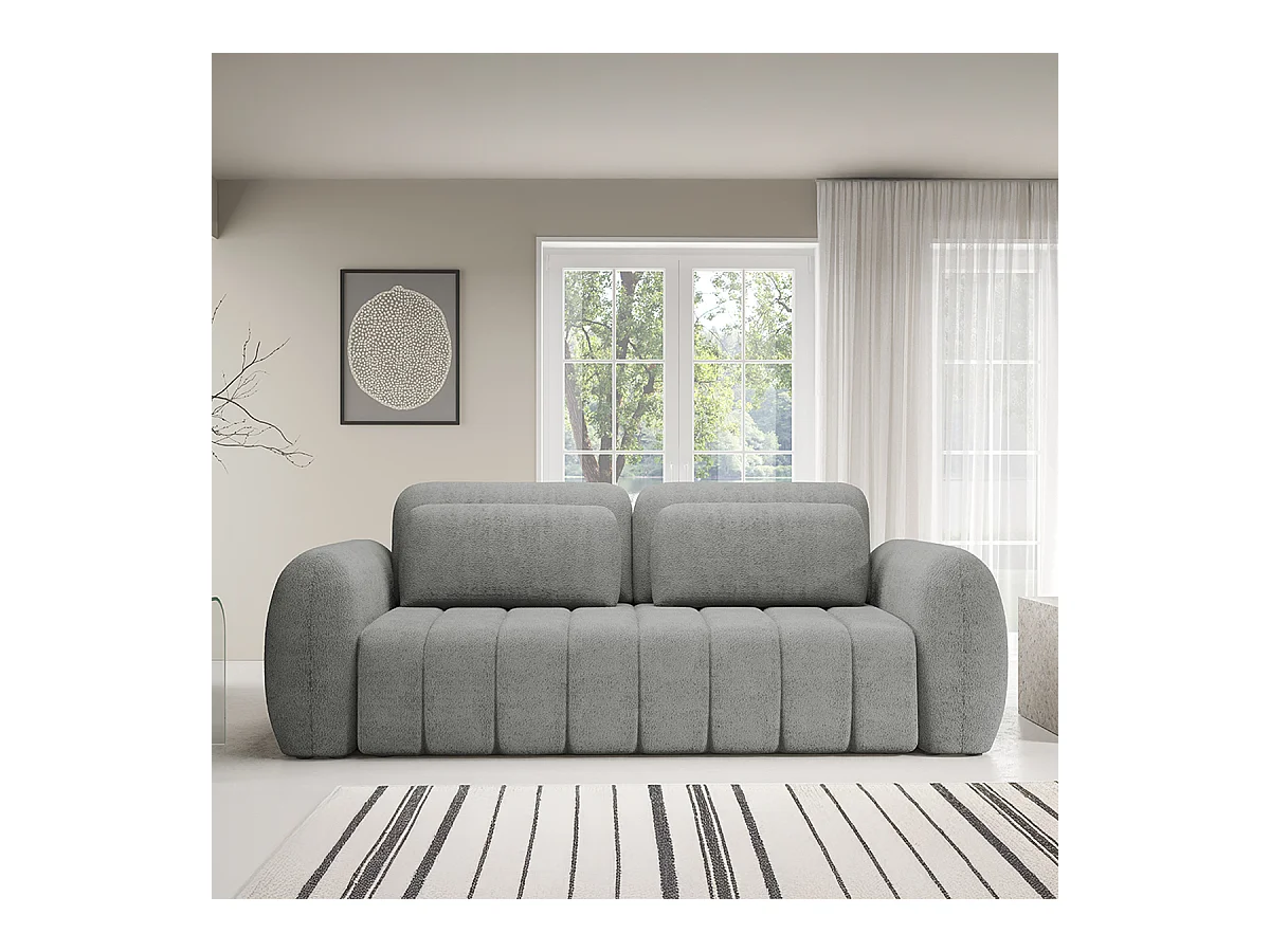 Canapé convertible 3 places avec coffre Cesar Gris clair