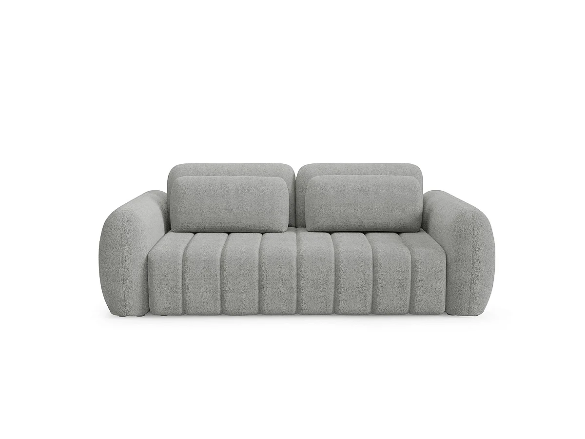 Canapé convertible 3 places avec coffre en tissu gris clair