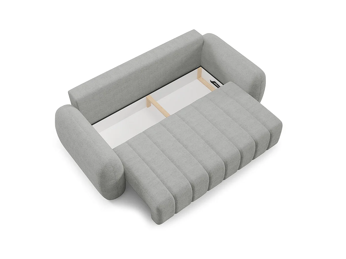 Canapé convertible 3 places avec coffre en tissu gris clair