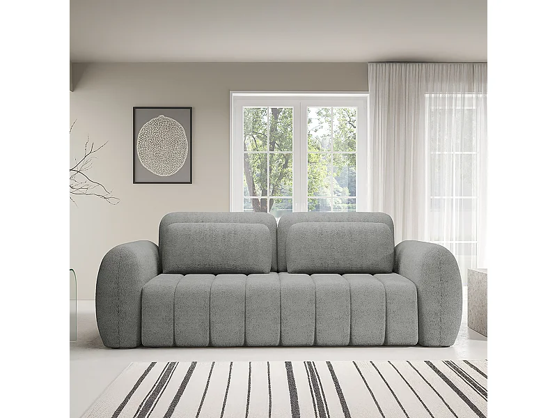 Canapé convertible 3 places avec coffre Cesar Gris clair