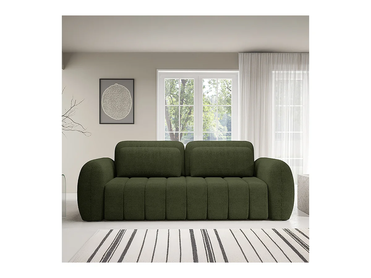 Canapé convertible 3 places avec coffre Cesar Vert