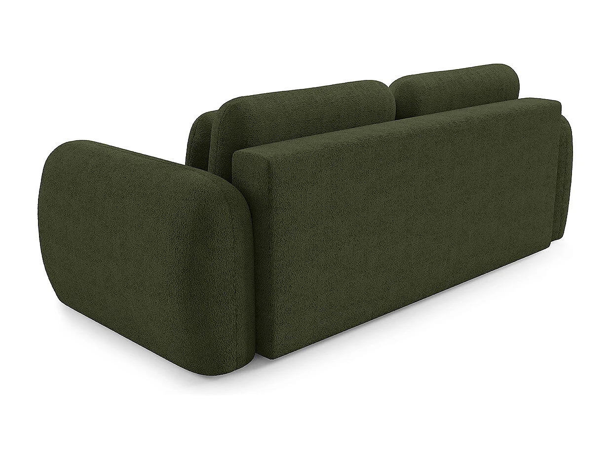 Canapé convertible 3 places avec coffre en tissu vert CESAR