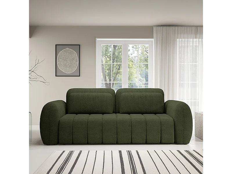 Canapé convertible 3 places avec coffre Cesar Vert