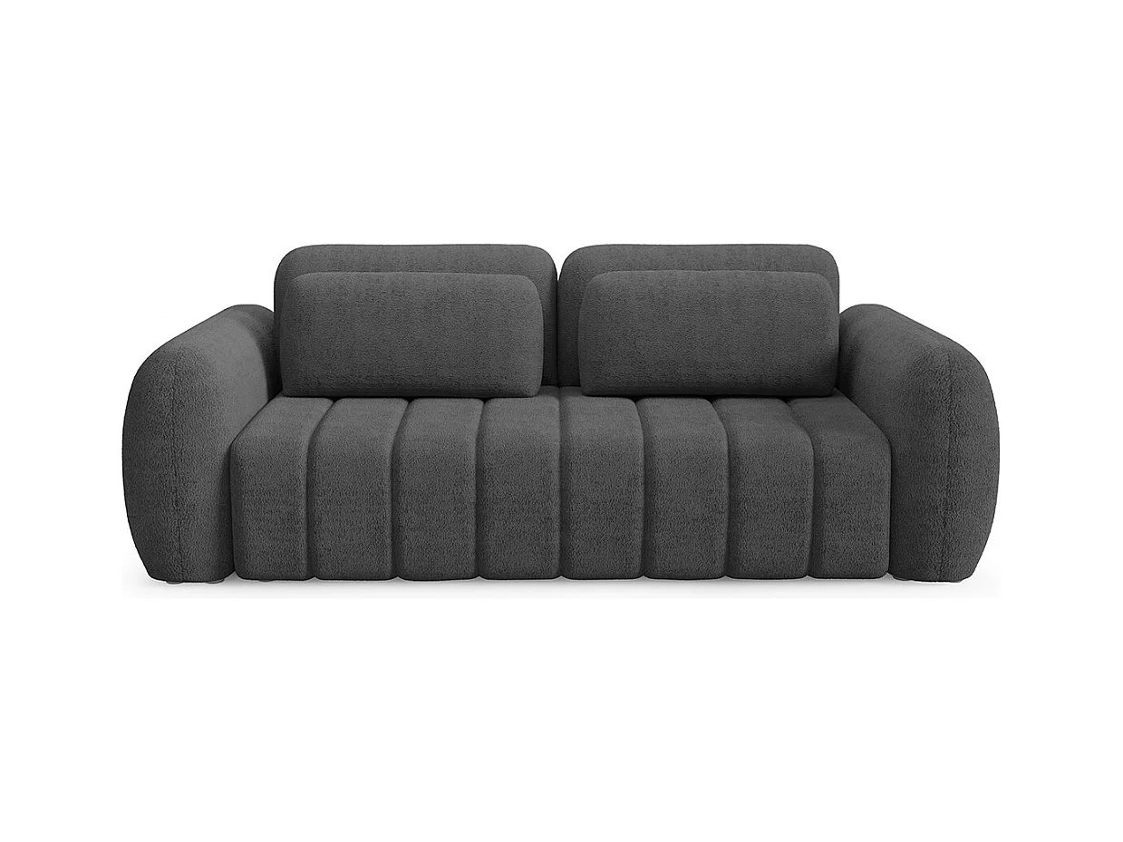 Canapé convertible 3 places avec coffre Cesar Gris foncé