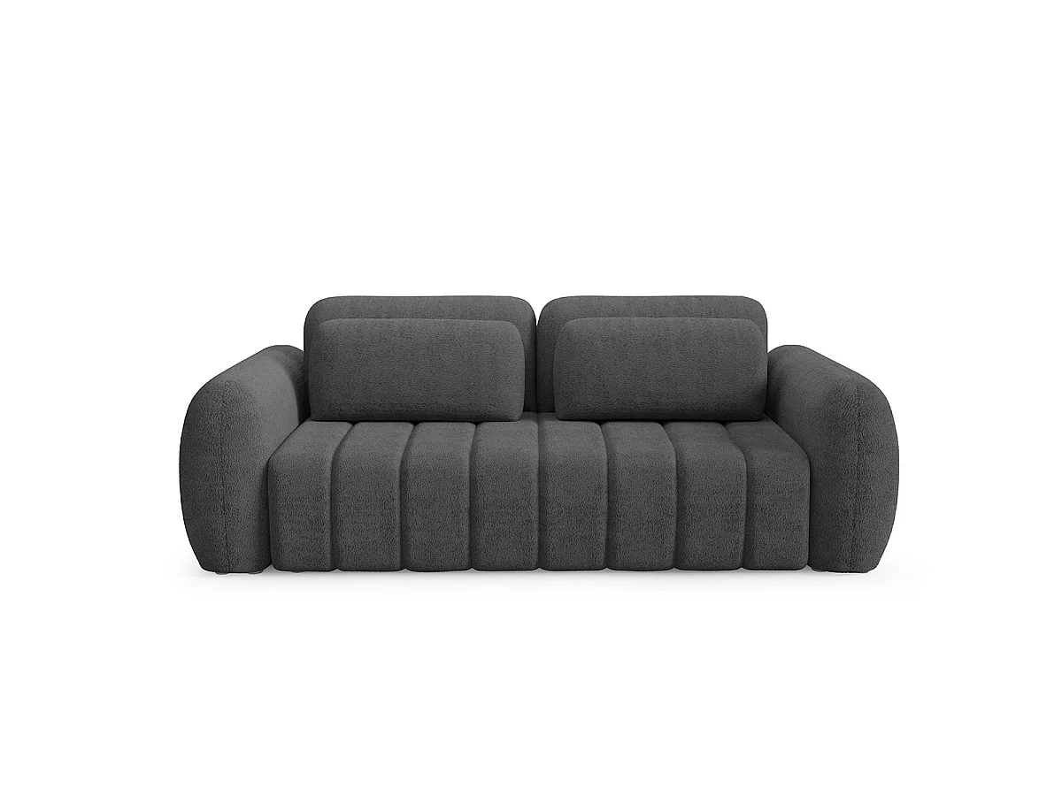 Canapé convertible 3 places avec coffre en tissu gris foncé