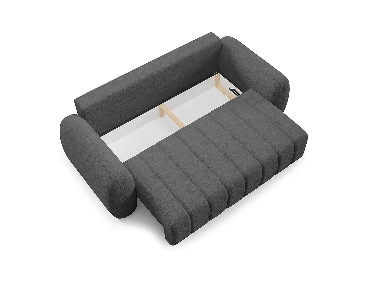 Canapé convertible 3 places avec coffre en tissu gris foncé