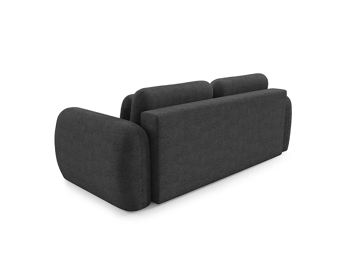Canapé convertible 3 places avec coffre en tissu gris foncé