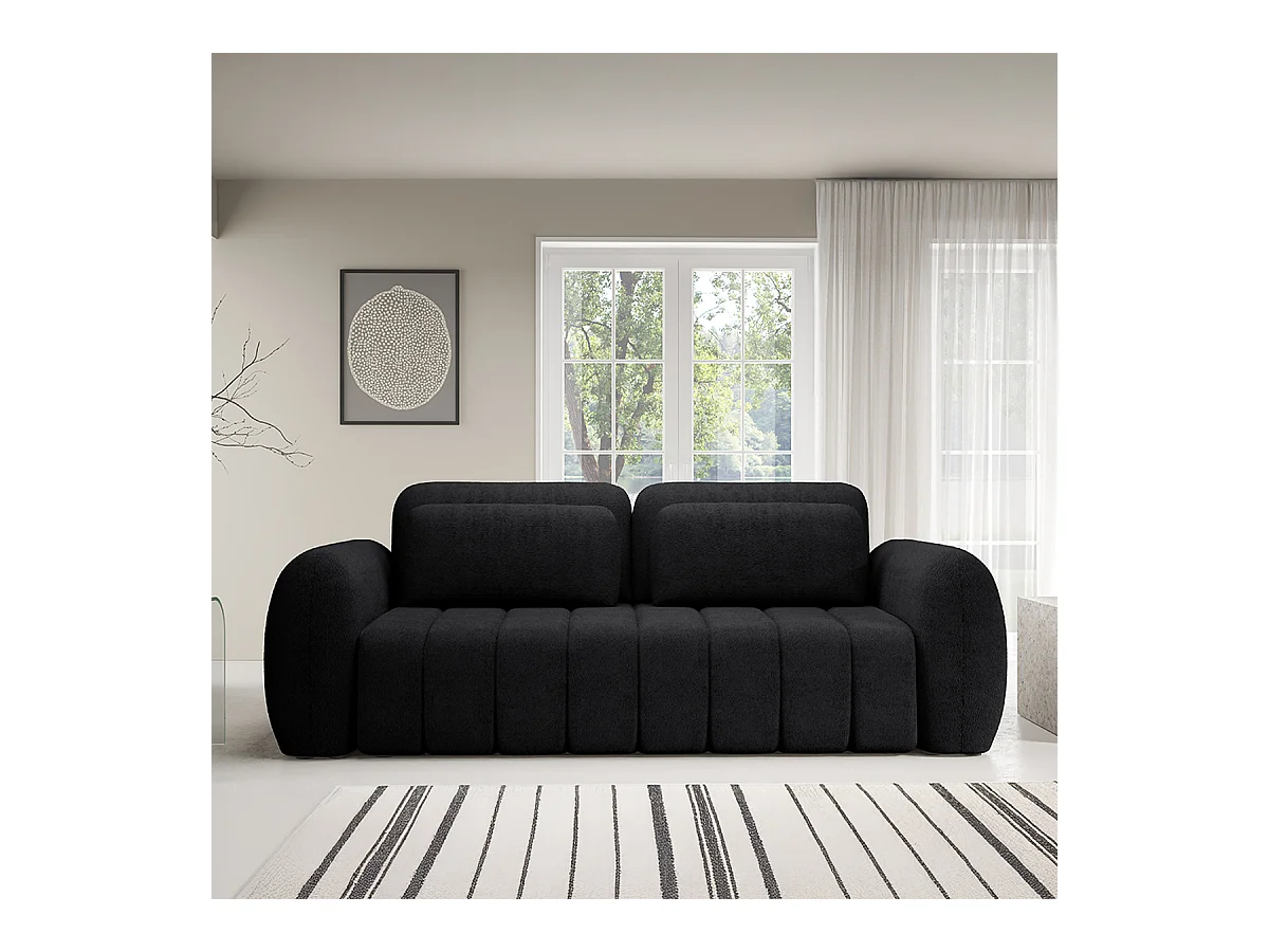 Canapé convertible 3 places avec coffre Cesar Noir