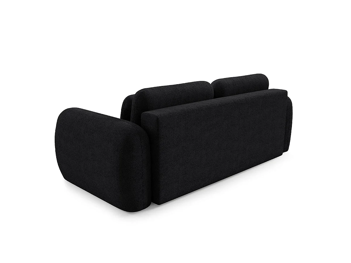 Canapé convertible 3 places avec coffre en tissu noir CESAR