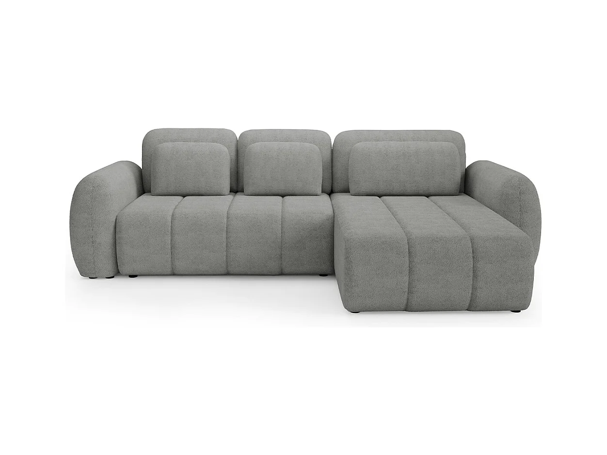 Canapé d'angle réversible et convertible 3 places avec coffre Cesar Gris clair