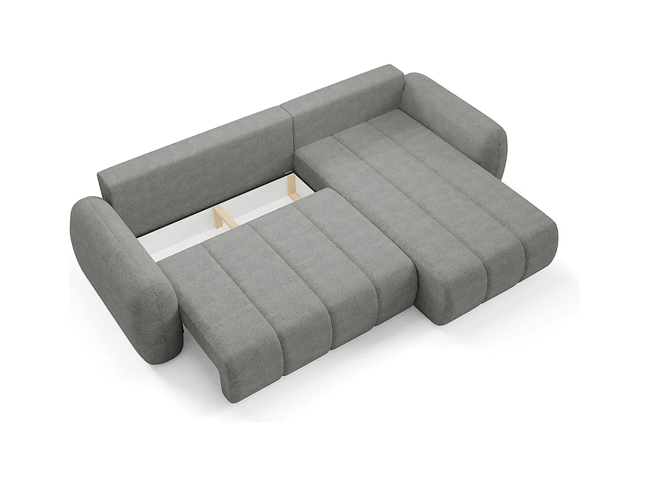 Canapé d'angle réversible et convertible 3 places avec coffre Cesar Gris clair