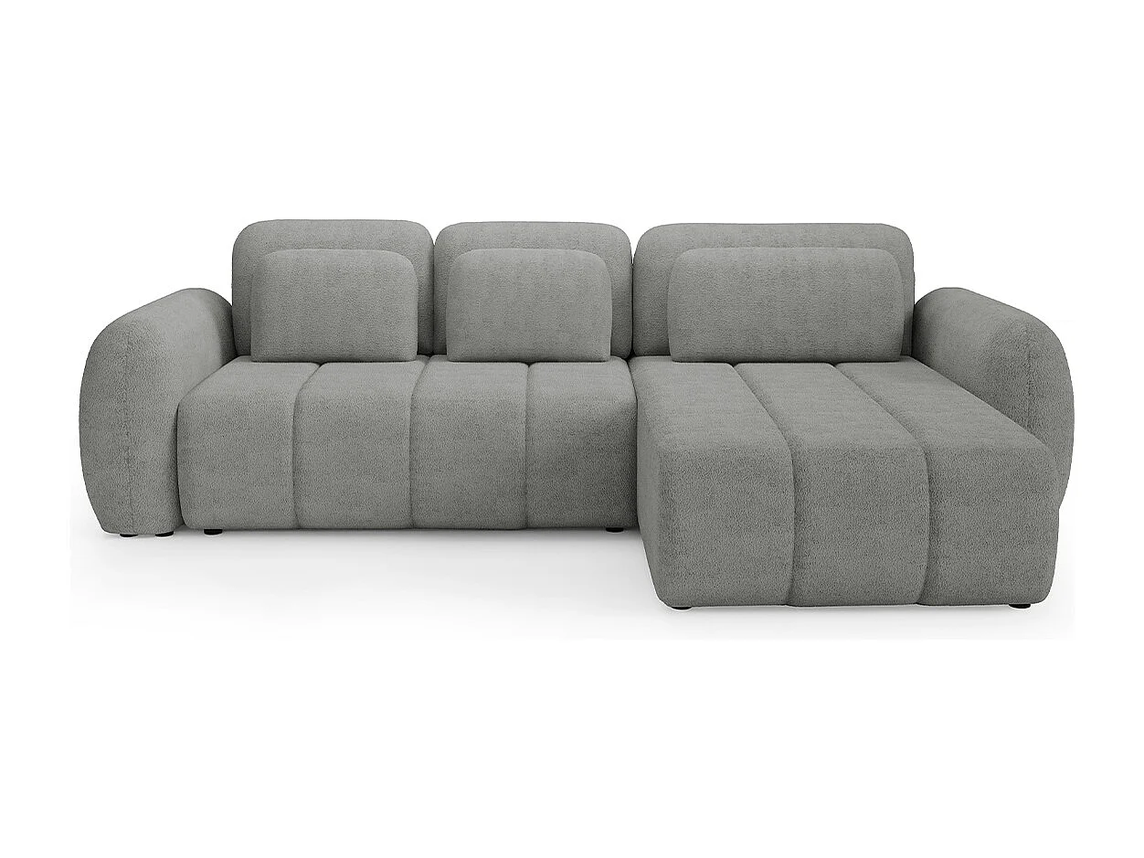 Canapé d'angle réversible et convertible 3 places avec coffre Cesar Gris clair