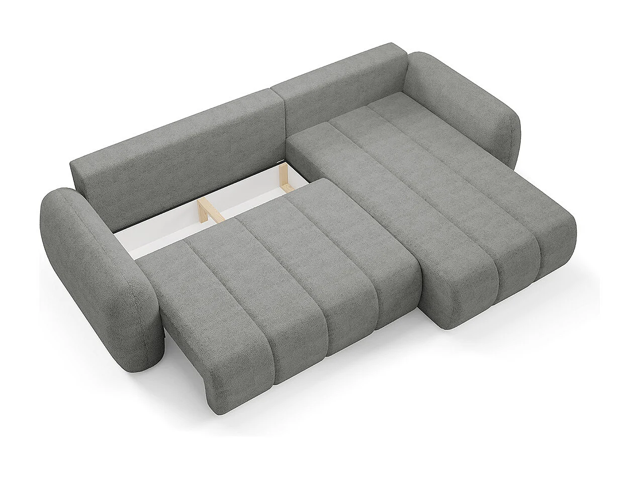 Canapé d'angle réversible et convertible 3 places avec coffre Cesar Gris clair