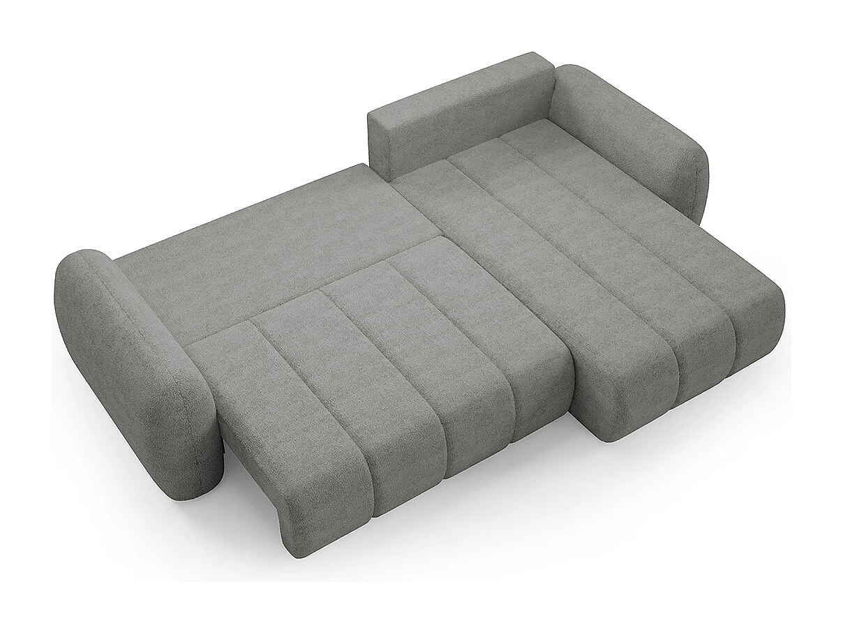 Canapé d'angle réversible et convertible 3 places avec coffre Cesar Gris clair