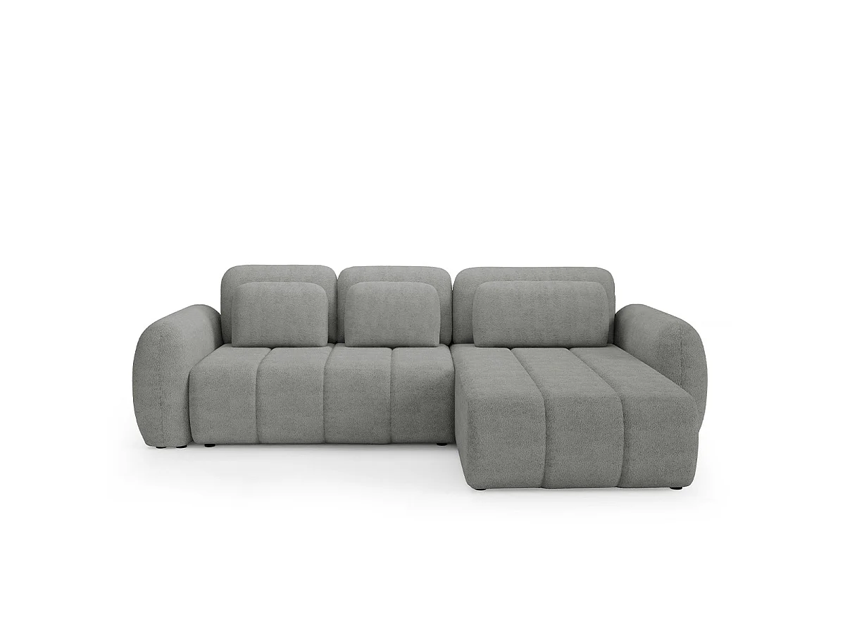 Canapé d'angle convertible 3 places en tissu gris clair CESAR