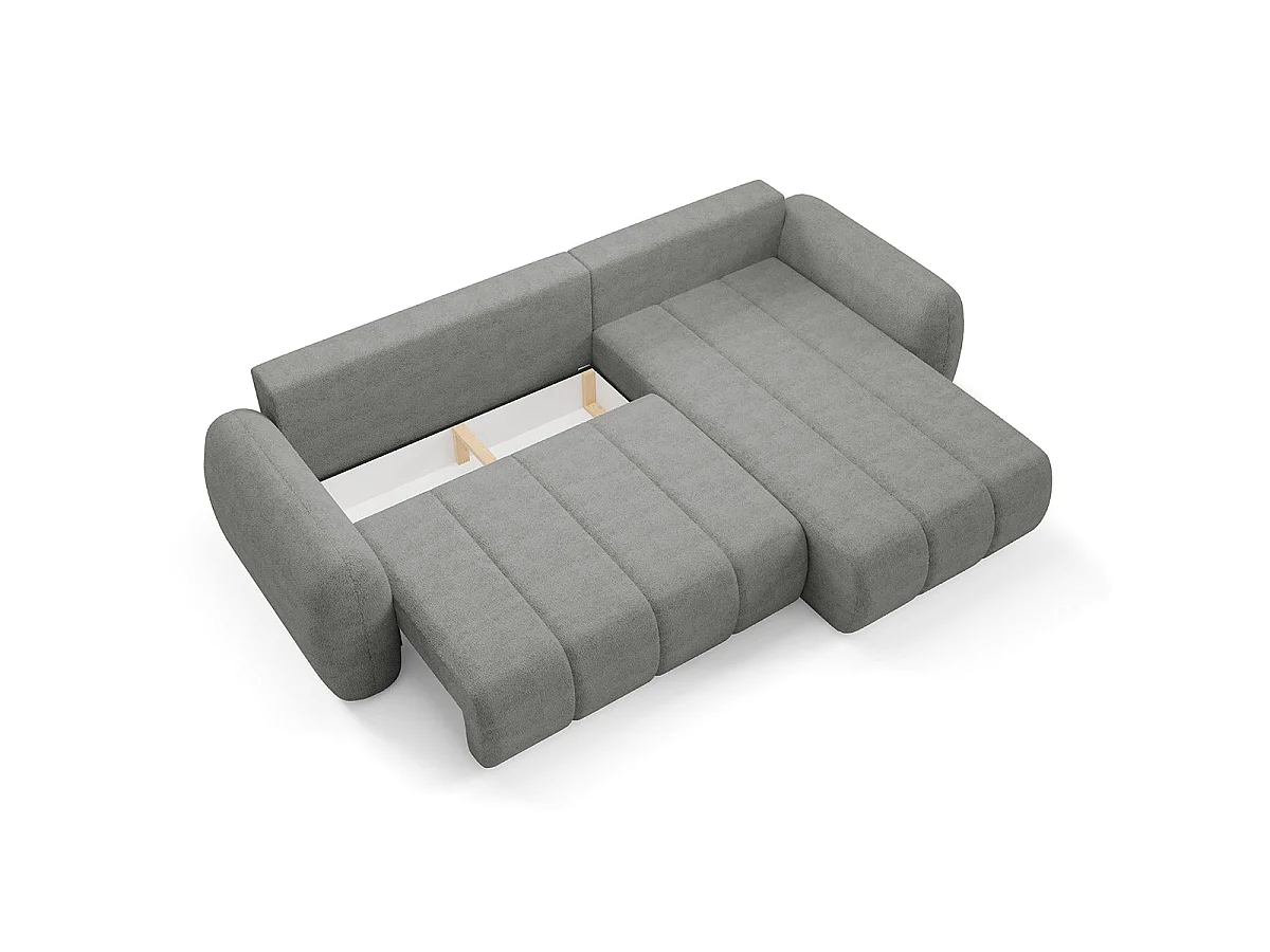 Canapé d'angle convertible 3 places en tissu gris clair CESAR