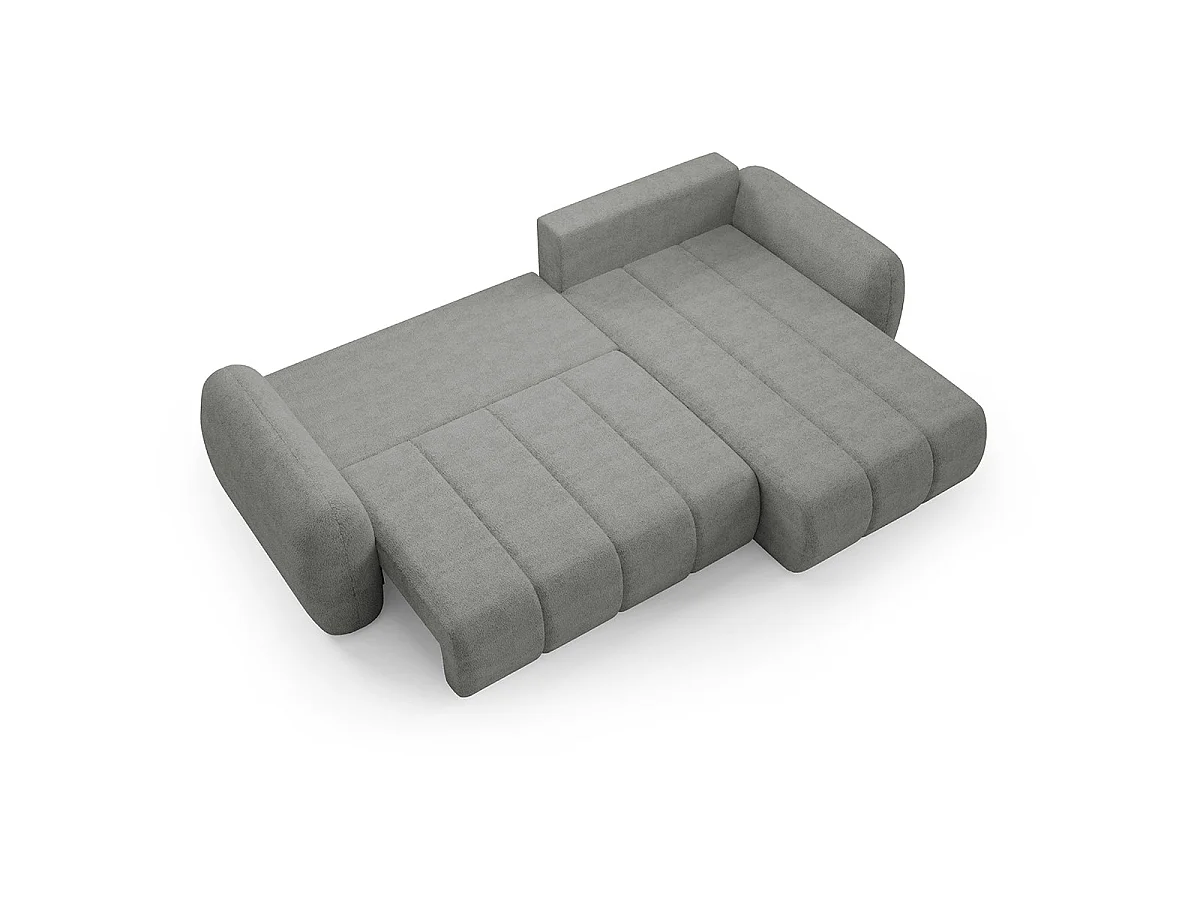 Canapé d'angle convertible 3 places en tissu gris clair CESAR