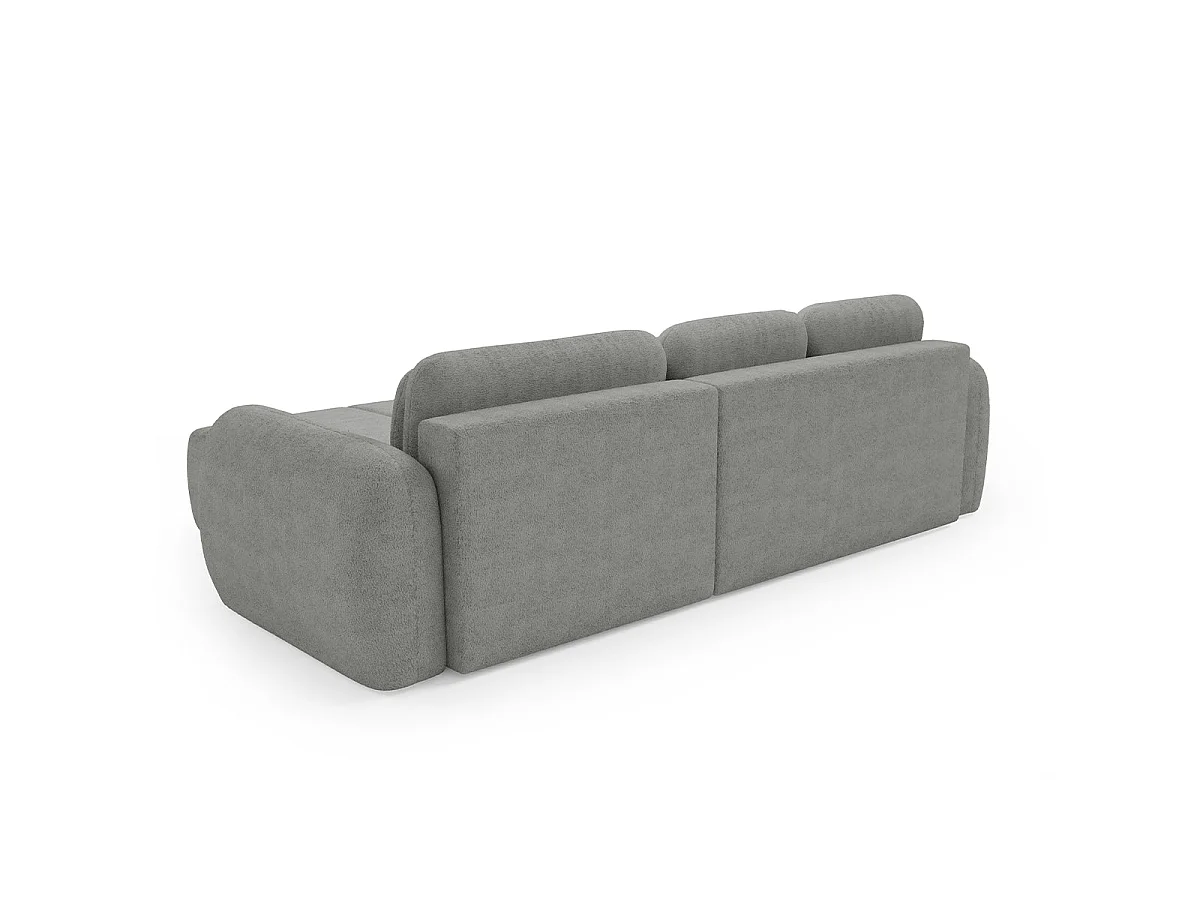 Canapé d'angle convertible 3 places en tissu gris clair CESAR