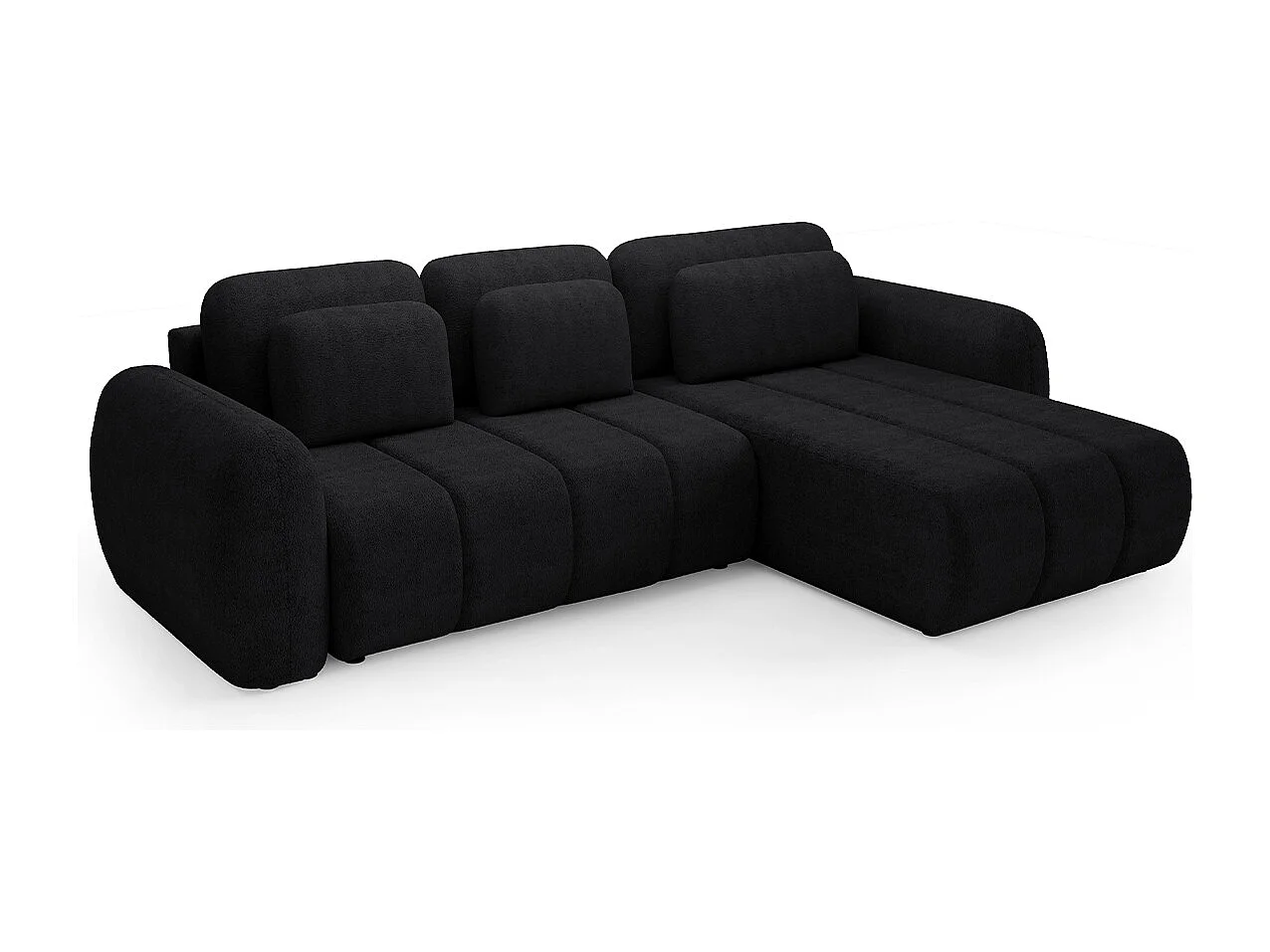 Canapé d'angle réversible et convertible 3 places avec coffre Cesar Noir