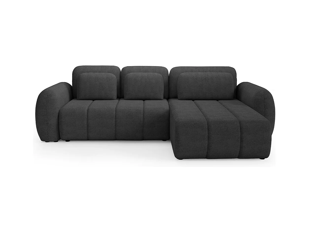 Canapé d'angle réversible et convertible 3 places avec coffre Cesar Gris foncé