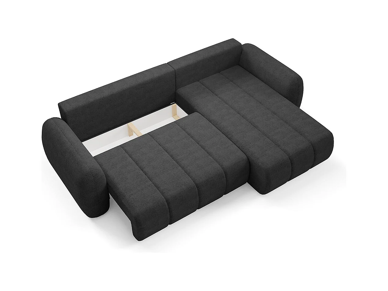 Canapé d'angle réversible et convertible 3 places avec coffre Cesar Gris foncé