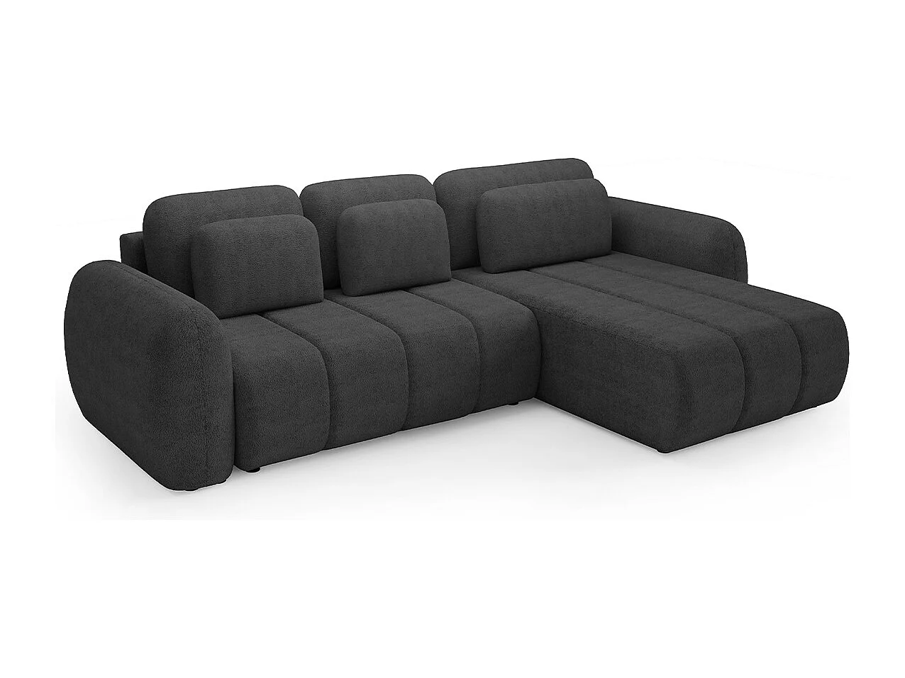 Canapé d'angle réversible et convertible 3 places avec coffre Cesar Gris foncé