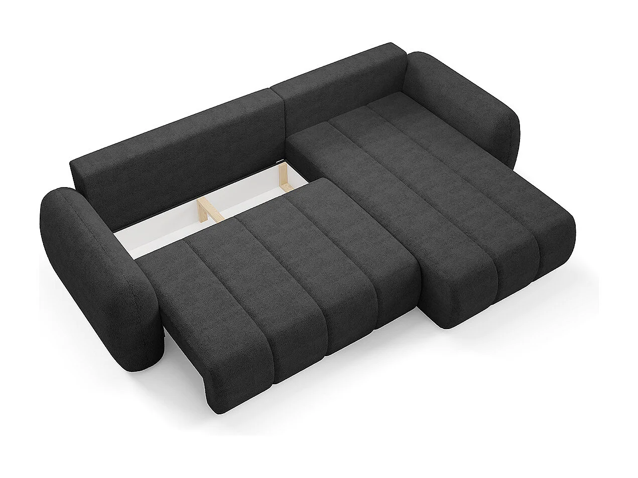 Canapé d'angle réversible et convertible 3 places avec coffre Cesar Gris foncé