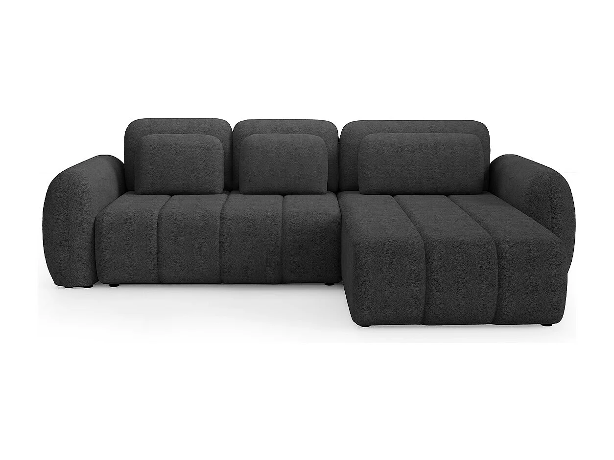 Canapé d'angle réversible et convertible 3 places avec coffre Cesar Gris foncé