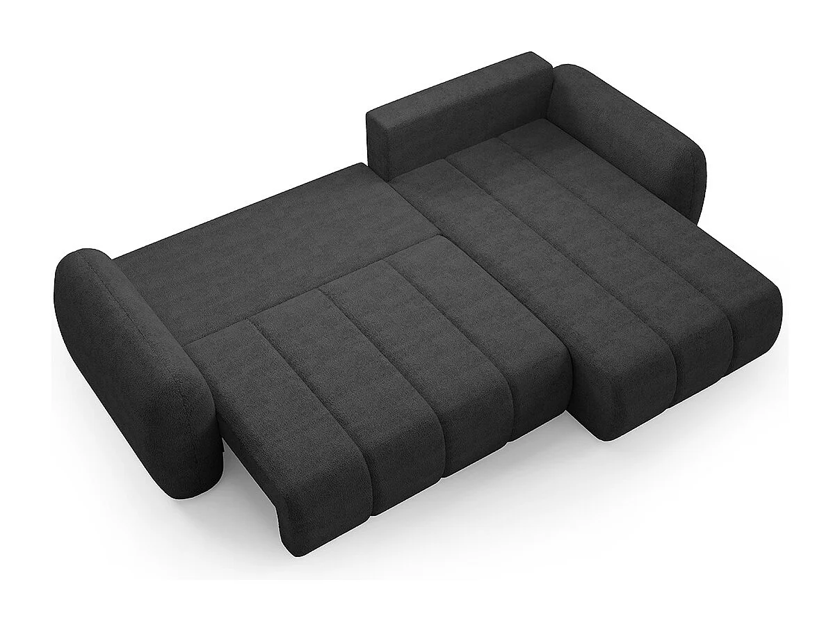 Canapé d'angle réversible et convertible 3 places avec coffre Cesar Gris foncé