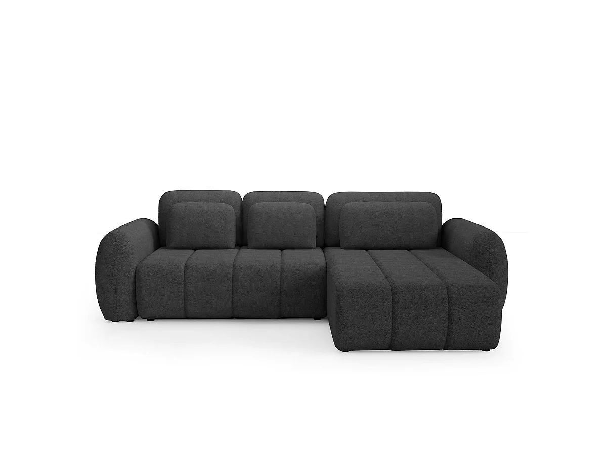 Canapé d'angle convertible 3 places en tissu gris foncé CESAR