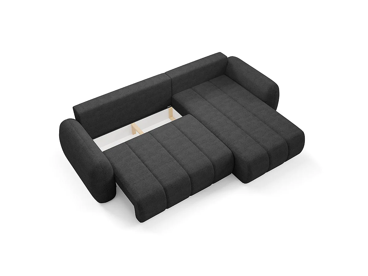 Canapé d'angle convertible 3 places en tissu gris foncé CESAR