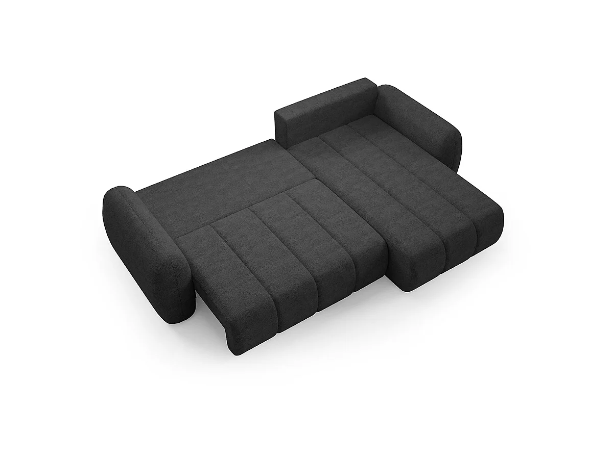 Canapé d'angle convertible 3 places en tissu gris foncé CESAR