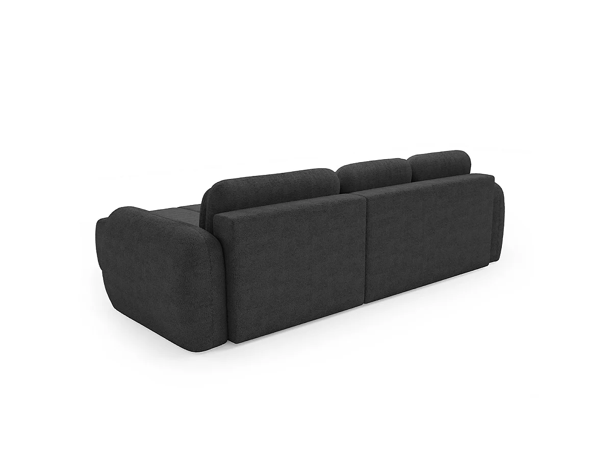 Canapé d'angle convertible 3 places en tissu gris foncé CESAR