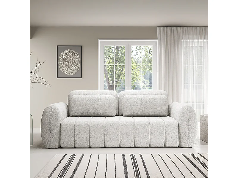 Canapé convertible 3 places avec coffre Cesar Blanc