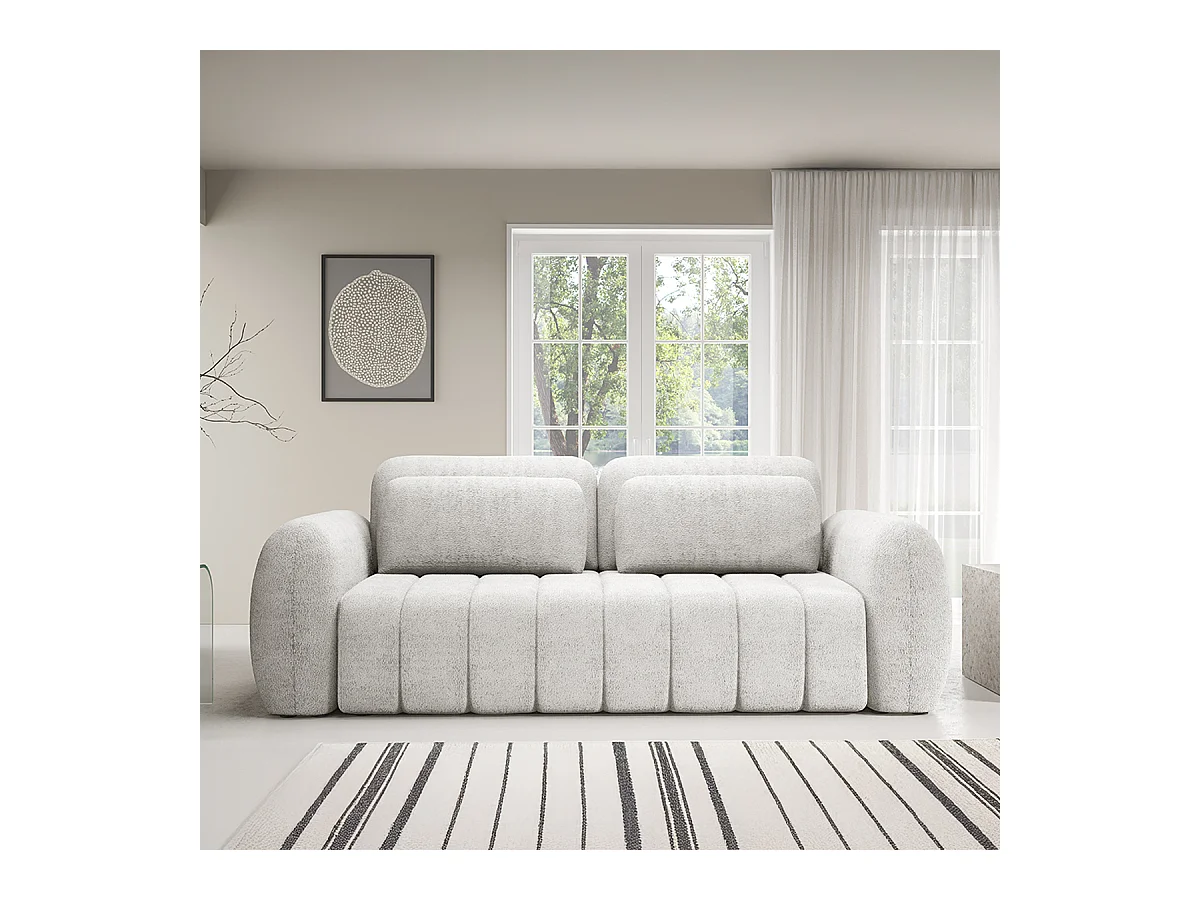 Canapé convertible 3 places avec coffre Cesar Blanc