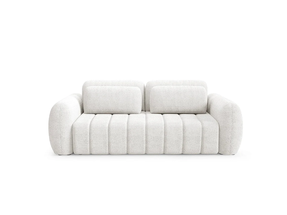 Canapé convertible 3 places avec coffre en tissu blanc CESAR