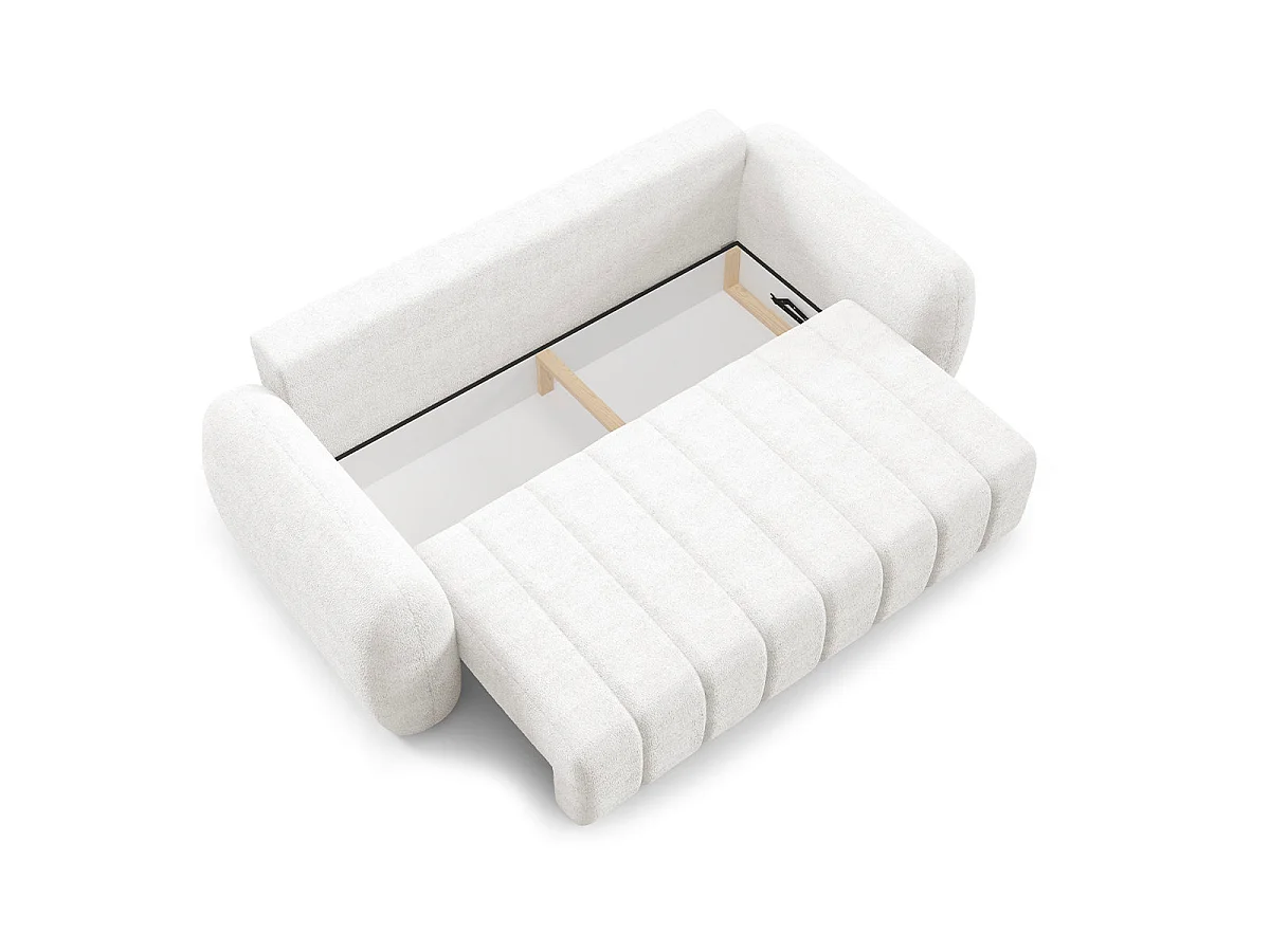 Canapé convertible 3 places avec coffre en tissu blanc CESAR